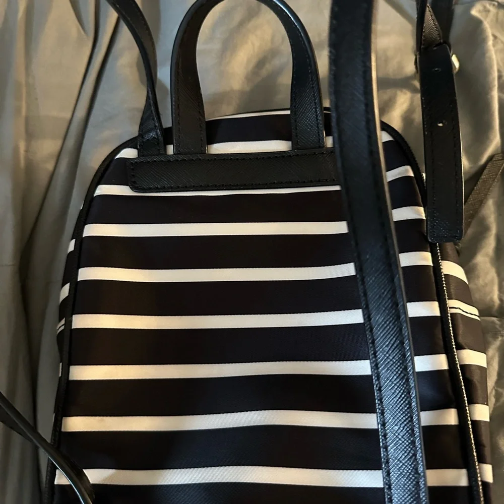 Small Kate Spade Black and White Striped Backpack - Picture 2 of 3